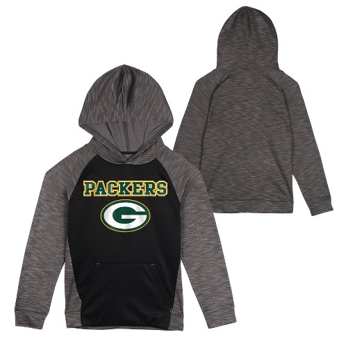 NFL Green Bay Packers Boys' Black/Gray Long Sleeve Hooded Sweatshirt - XS