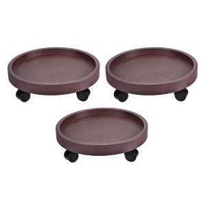 Unique Bargains Indoor Outdoor Round Plastic Rolling Flowerpot Dolly with Wheels 3 Pcs - 1 of 4
