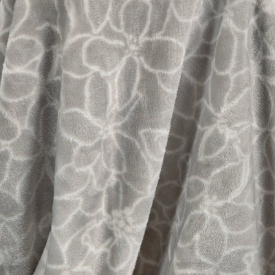 Gray Floral Knitted Lightweight Throw Blanket, 50x60 Inches