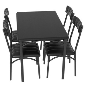 Dining Table Set for 4 with Upholstered Chairs, Kitchen Table and Chairs for 4, 5 Piece Dining Room Table Set, for Small Space, Apartment, Studio - 1 of 4