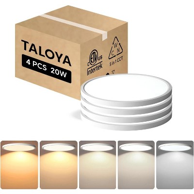TALOYA 4-Pack 10 Inch LED Flush Mount Ceiling Light White, 5-in-1 CCT Selectable,Ultra-Slim Surface Mounted Lighting Fixture for Basement Porch
