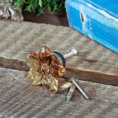 VIP Resin 1.75 in. Yellow Jeweled Flower Knob
