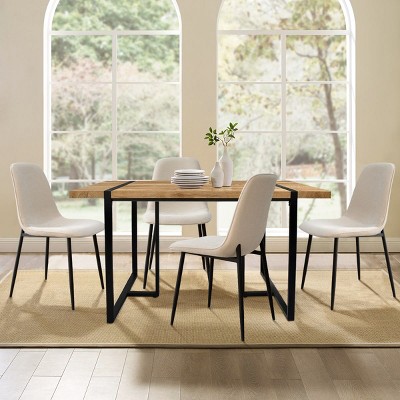 5-Piece Modern Dining Table Set, 59" Rectangular Table with 4 Upholstered Chairs, Space-Saving Kitchen & Dining Room Furniture-Maison Boucle