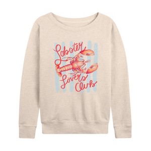 Women's - Instant Message - Lobster Lovers Club Lightweight French Terry Wide Neck Long Sleeve Shirt - 1 of 4
