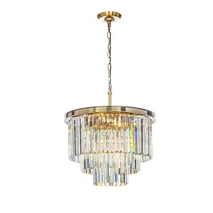 ALOADECOR 6-Lights Modern 3-Tier Round Crystal Fringe Chandelier - 1 of 4