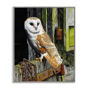 Stupell Industries Owl Perched on Barn Door Black Framed Giclee Art - 1 of 4