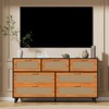 PAKASEPT 56"W 7-Drawer Rattan Dresser for Living Room and Bedroom, Wooden Closet Dressers Chest of Drawers - 3 of 4