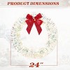 Syemin Wreaths 24" Iridescent Outdoor Christmas Wreath Decoration Metal Wreath with Red Bow for Front Door Gate Wall Holiday Party, White, 5"*24"*24" - 2 of 4