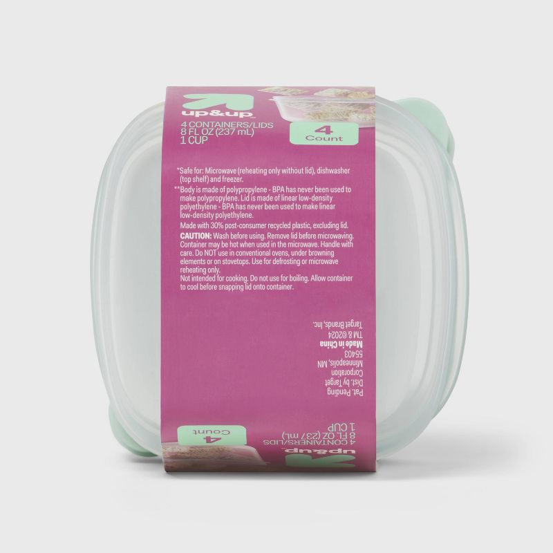 Small Square Food Storage Containers - 8 fl oz/4ct - up &#38; up&#8482;, 3 of 4