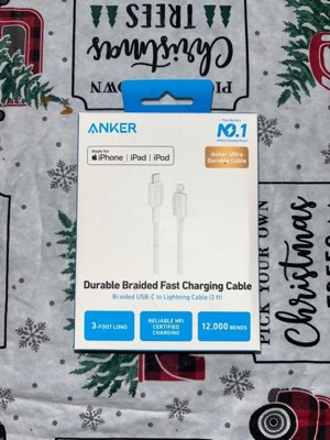 Anker 6' Braided Lightning To Usb-c Fast Charging Cable - White : Target