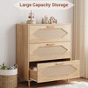 3 Drawer Rattan Dresser for Bedroom, Rattan Modern Dresser Wood Chest of Drawers, Wooden Storage Cabinets for Bedrooms,Living Rooms and Entryways - 3 of 4