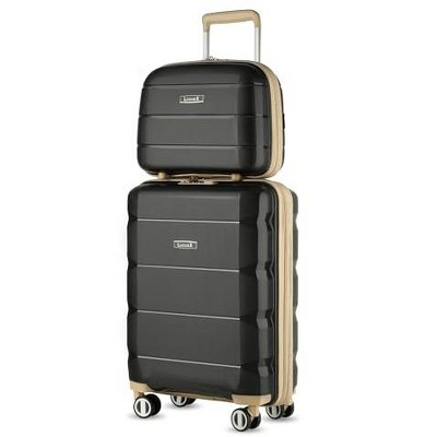 LUGGEX Carry on Luggage with Spinner Wheels, Lightweight Expandable Suitcase, 2 Piece Set(14/20), Carbon Beige