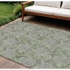 Artichoke Green Gray And Taupe Floral Washable Indoor Outdoor Area Rug - 2 of 4