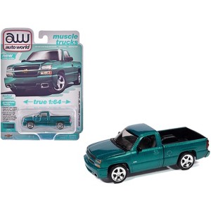 2005 Chevrolet Silverado SS Custom Pickup Truck Teal Metallic "Muscle Trucks" Series 1/64 Diecast Model Car by Auto World - 1 of 4