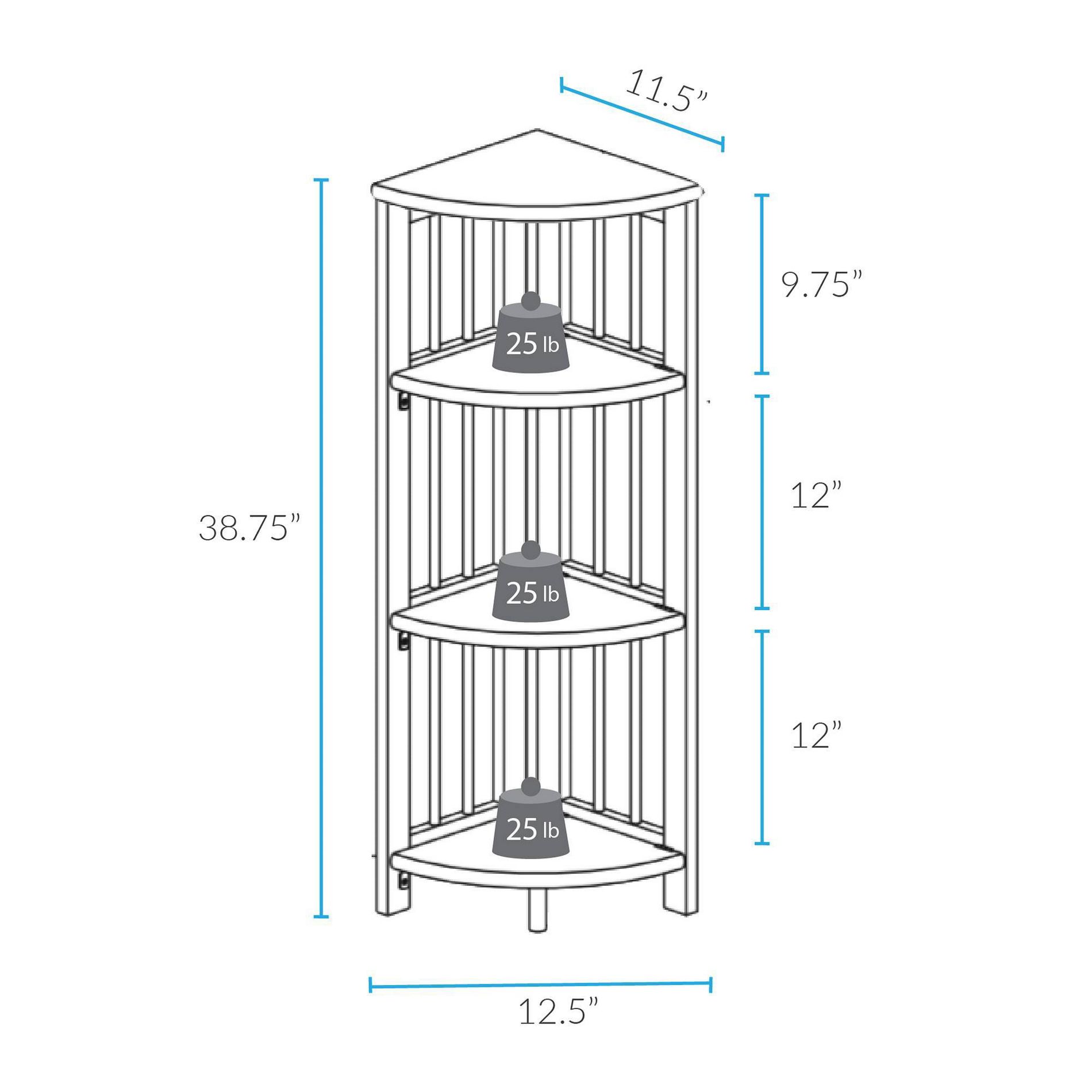 38" Folding 4 Tier Corner Shelf - Flora Home