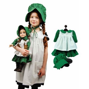 The Queen's Treasures Child's Apron & Prairie Bonnet & 3pc 18" Doll Outfit - 1 of 4