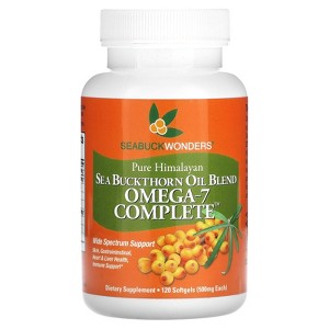 SeaBuckWonders Sea Buckthorn Oil Blend, Omega-7 Complete, 120 Softgels (500 mg per Softgel) - 1 of 2