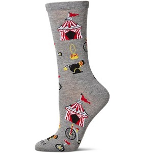 Memoi Women's "Circus Tent" Rayon Blend Novelty Crew Sock Med Gray Heather 9-11 - 1 of 4