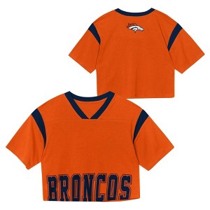 NFL Denver Broncos Women's Short Sleeve Fashion Crop Jersey - 1 of 3