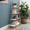Modern Bamboo Wood Ladder Shelving Unit,5-Tier A-Frame Open Bookshelf,Living Room Freestanding Corner Display Bookshelf-Baofuwish - 3 of 4