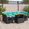 vidaXL 7 Piece Patio Sofa Set with Cushions Black Poly Rattan - 2 of 4