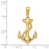 Black Bow Jewelry 14k Yellow Gold Polished Anchor with Rope Pendant, 17 x 32mm - 4 of 4