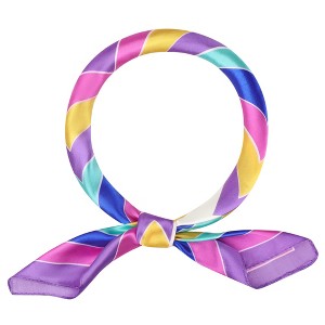 INSPIRE CHIC Women's Colorful Striped Satin Square Neck Scarves Neckerchief 1Pc - 1 of 4
