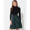 Allegra K Women's Christmas Plaid Vintage Tartan Elastic Waist Knee Length A-Line Skirt 2 Packs - 2 of 4