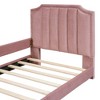 Twin Size Bed Frame with Upholstered Headboard, Classic Stripe Shaped Platform Bedframe, Strong Wood Slat Support, No Box Spring Needed - 3 of 4