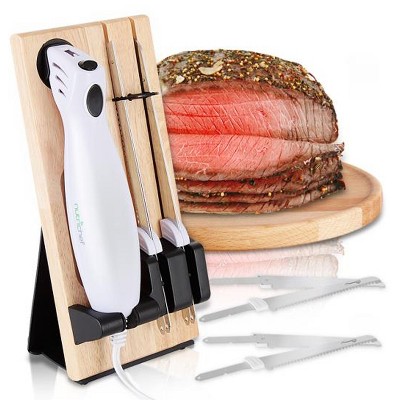 Hastings Home Electric Comfort-grip Carving Knife Set With Two Blades And  Wooden Storage Block : Target