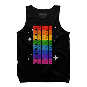 Adult Design By Humans Rainbow Pride Word Stack With Stars By Billmedzz Tank Top - 1 of 2