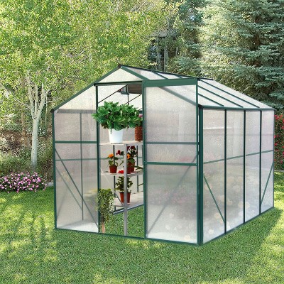 Kelly 6'x8' Garden Shed, Heavy Duty Walk-in Polycarbonate Greenhouse, Outdoor Furniture - The Pop Home
