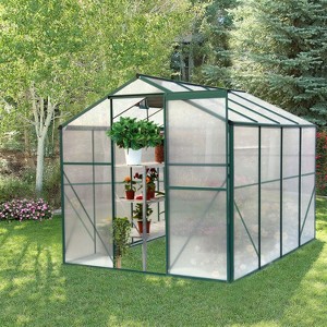 Kelly 6'x8' Garden Shed, Heavy Duty Walk-in Polycarbonate Greenhouse, Outdoor Furniture - The Pop Home - 1 of 4