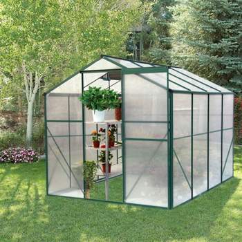 6'x8' Heavy Duty Walk-in Polycarbonate Greenhouse, Garden Sheds - The Pop Home