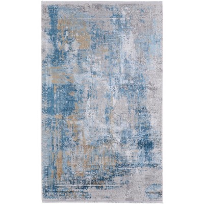 Cadiz Modern Abstract Blue/Gray/Gold Area Rug