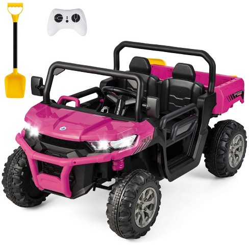 Costway 24v Ride On Dump Truck Electric 2 seater Kids Utv W dump Bed Bight Lights And Remote Control Red Target