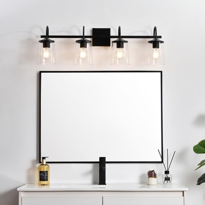 Avani 4-Light Black and Clear Glass Bath Sconce