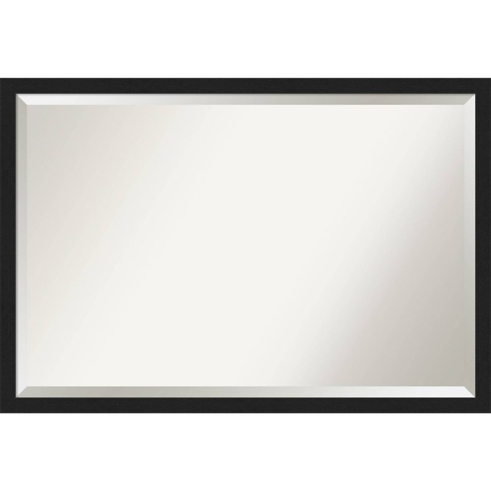 38" x 26" Grace Narrow Brushed Framed Bathroom Vanity Wall Mirror Black - Amanti Art: Modern Rectangle, No Assembly Required