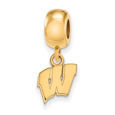 Black Bow Jewelry 14k Yellow Gold Plated Sterling Silver Wisconsin Badgers NCAA Bead Charm