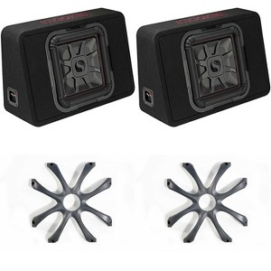 Kicker (2) 46TL7T124 TL7T 12" (30cm) Solo-Baric Subwoofer in Thin Profile Enclosure, 4-Ohm, 600 Watt w/ Cast Aluminum Grill Bundle - 1 of 4