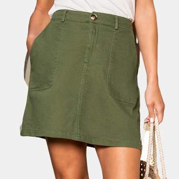 Women's Olive Side Slant Pocket Mini Skirt - Cupshe