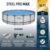 Bestway Steel Pro MAX Round Above Ground Swimming Pool Set with Metal Frame Filter Pump, Ladder, and Cover - 2 of 4