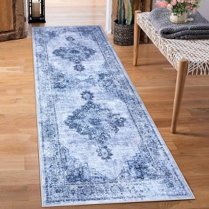 Soft Vintage Low Pile Large Washable Area Rug, Farmhouse Non-Slip Indoor Rugs for Living Room Bedroom - 1 of 4