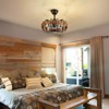 Rennnsan Norestra 18"W 4-Light Geometric Woven Ratten Boho Dimmable Ceiling Fan in Black - 4 of 4