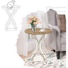 COZAYH Rustic Round Accent End Table with Wood Tray Top Nightstand for Small Spaces Living Room or Bedroom 18.5 x 18.5 x 25 Inches, White - 4 of 4