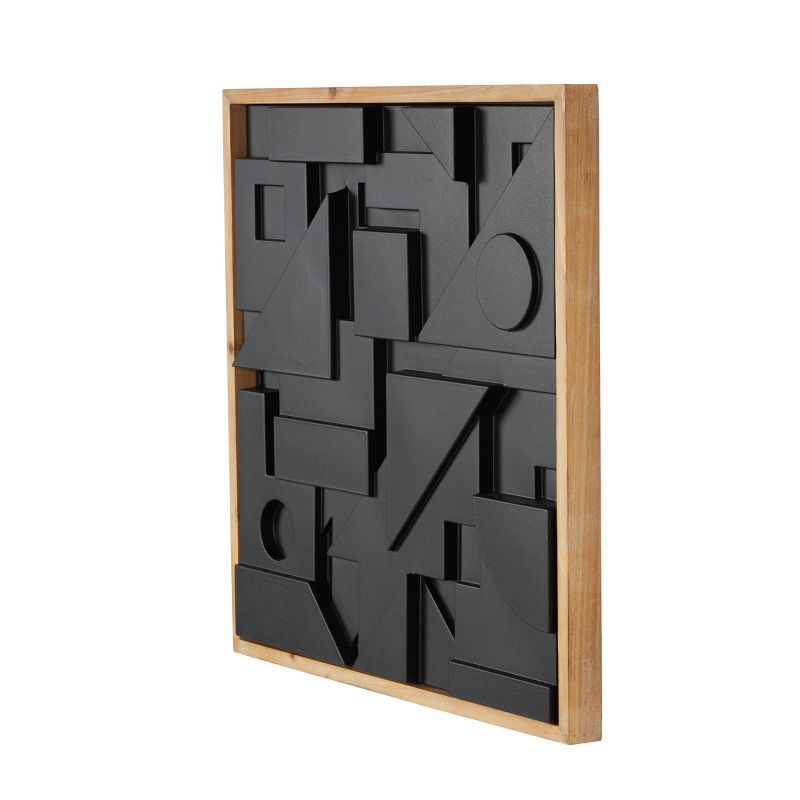 Olivia &#38; May 24&#34;x24&#34; Wood Geometric Dimensional Layered Shape Wall Decor with Brown Frame Black, 5 of 8