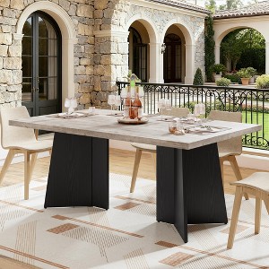 63" Modern Dining Table for 6-8 People - Long Kitchen & Conference Table with Large Tabletop & Heavy Duty Pedestal Base for Home & Office - 1 of 4