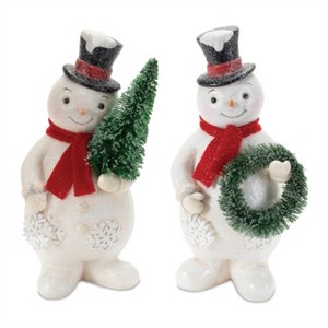 Glittered Snowman Figurine (Set of 2) - 1 of 3