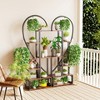 6 Tier Metal Plant Stand:2 Pack Industrial Half Heart-Shaped Plant Holder Multiple Metal Flower Pots Display Shelf with Hooks for Home Garden - 3 of 4