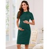 Womens Casual Long Sleeve Maternity Dress Pocket Knee Length Breastfeeding Nursing Hooded Pregnancy Dress - 2 of 4